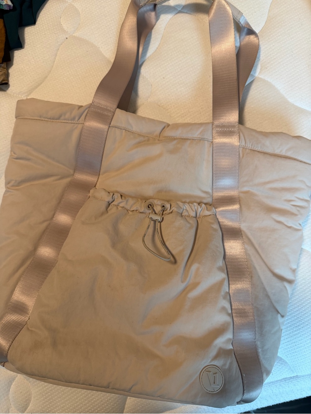 Vuori Beige/Taupe Quilted Tote Bag